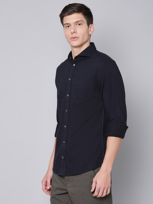 Bruun & Stengade Men Blue Solid Cutaway Collar Shirt