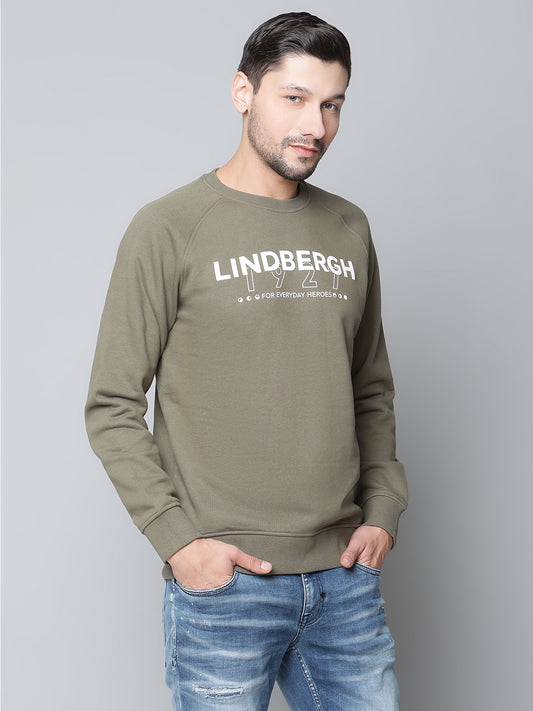 Lindbergh Men Green Checked Round Neck Sweatshirt