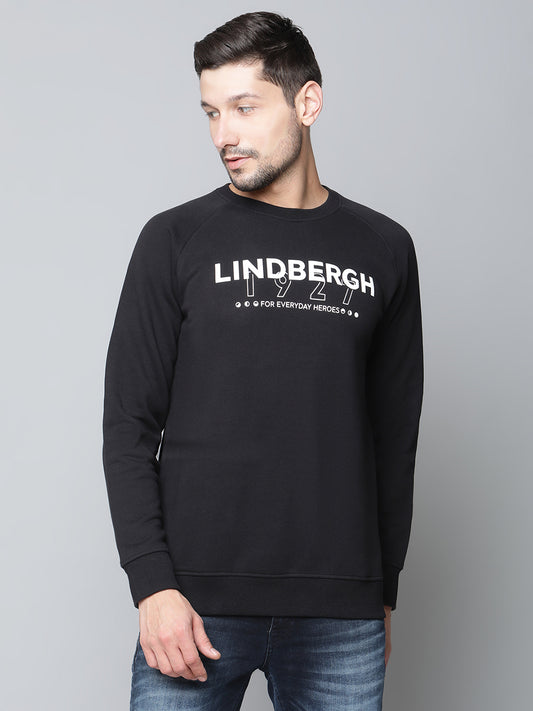 Lindbergh Men Black Checked Round Neck Sweatshirt