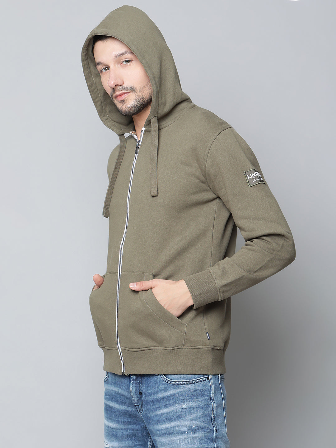 Lindbergh Men Green Solid Collar Sweatshirt