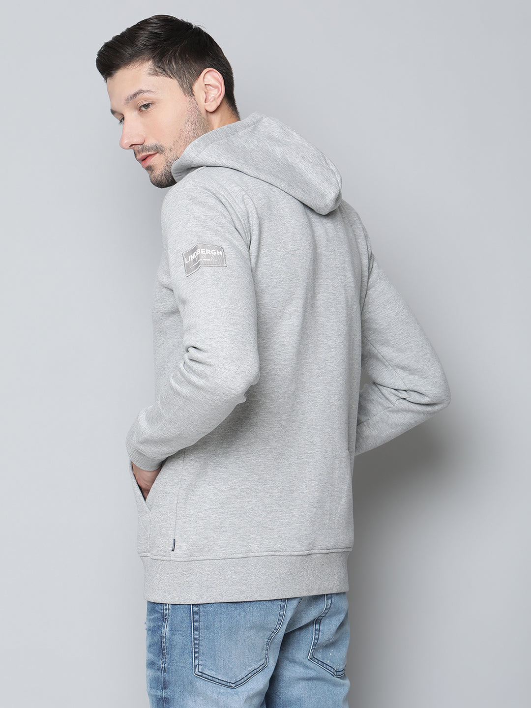 Lindbergh Men Grey Solid Collar Sweatshirt