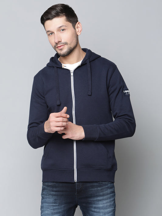 Lindbergh Men Navy Blue Solid Collar Sweatshirt