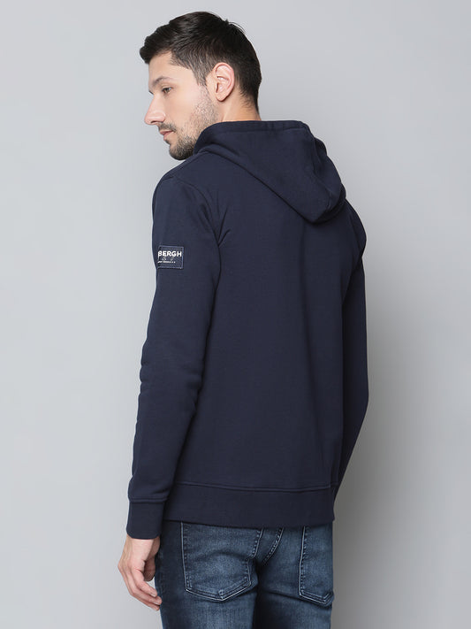 Lindbergh Men Navy Blue Solid Collar Sweatshirt