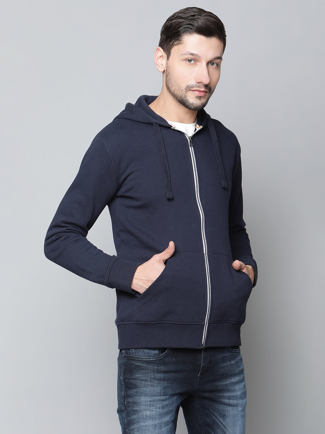 Lindbergh Men Navy Blue Solid Collar Sweatshirt