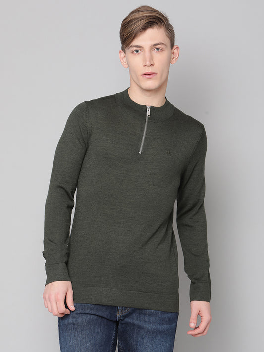Lindbergh Men Green Solid Round Neck Sweater