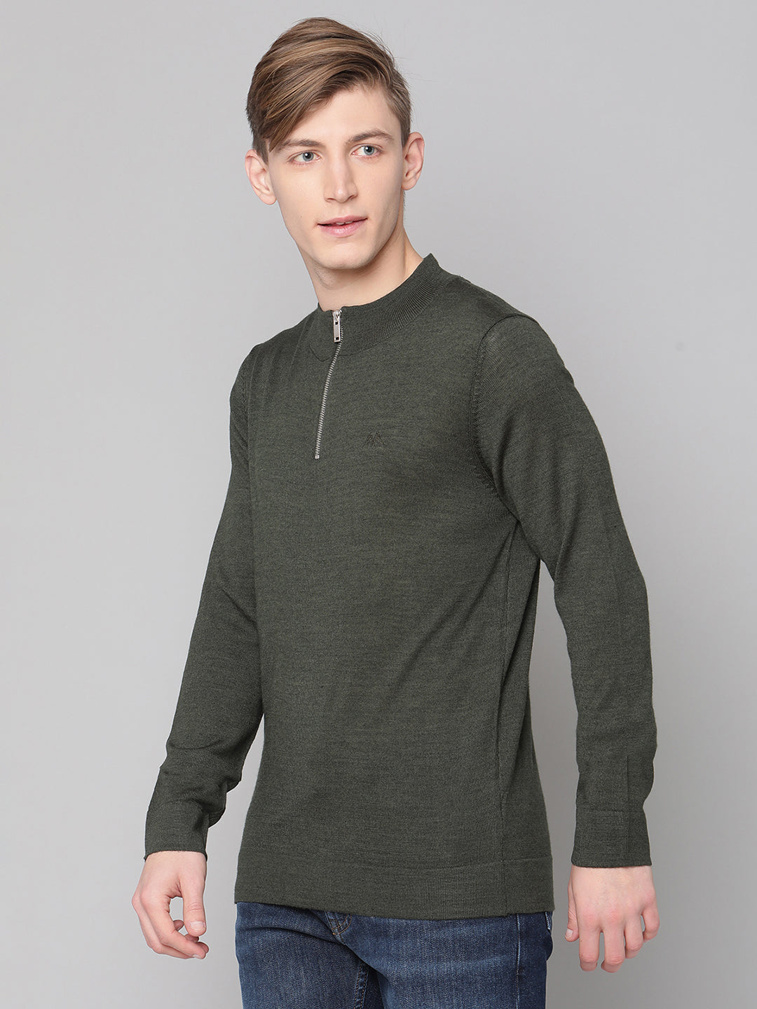Lindbergh Men Green Solid Round Neck Sweater