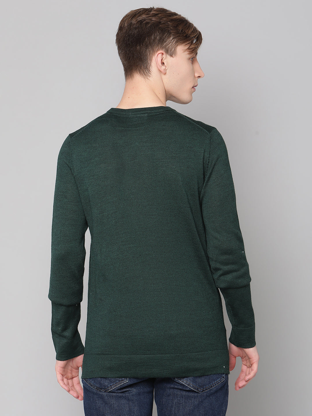 Lindbergh Men Green Solid Round Neck Sweater