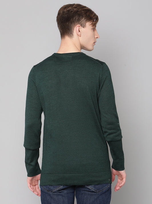Lindbergh Men Green Solid Round Neck Sweater