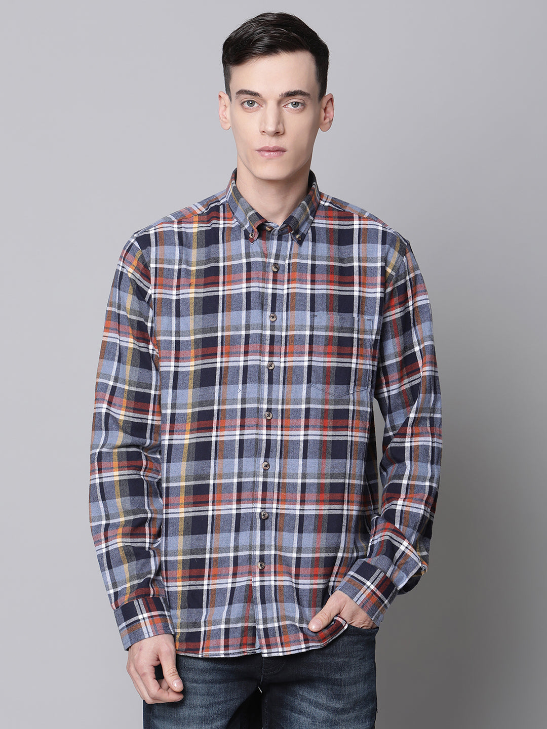 Lindbergh Blue Fashion Checked Regular Fit Shirt