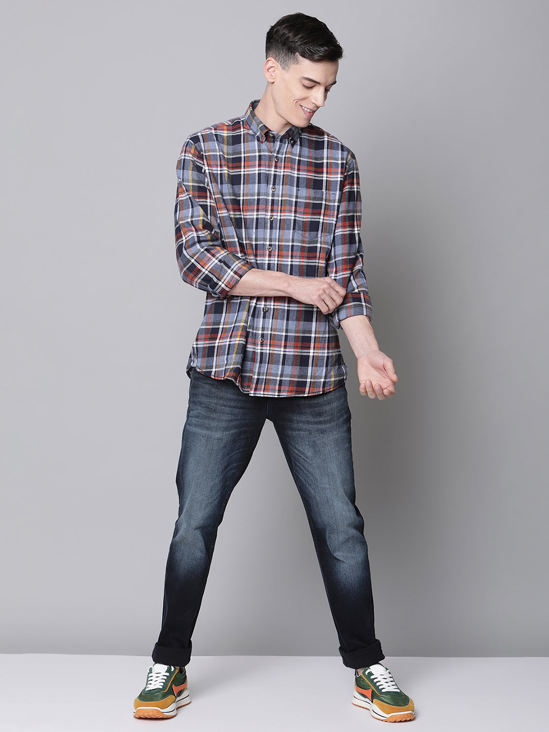 Lindbergh Blue Fashion Checked Regular Fit Shirt
