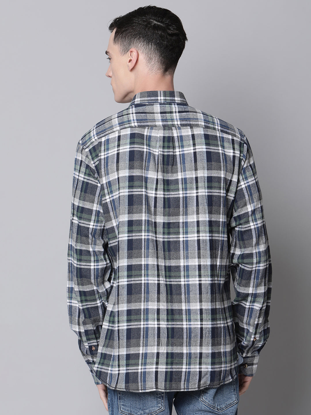 Lindbergh Men Grey Checked Button Down Collar Shirt