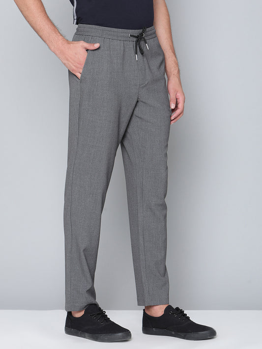 Lindbergh Men Grey Solid Slim Fit Trouser