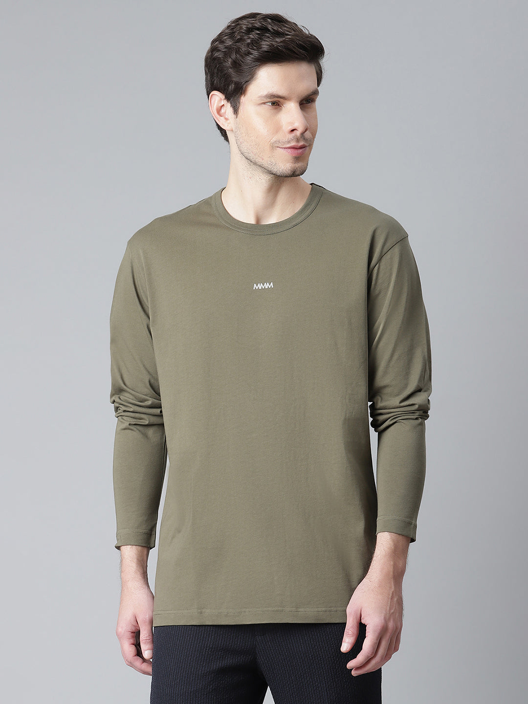 Matinique Men Olive Solid Round Neck TShirt