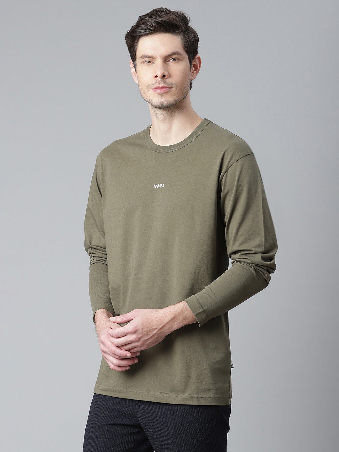 Matinique Men Olive Solid Round Neck TShirt