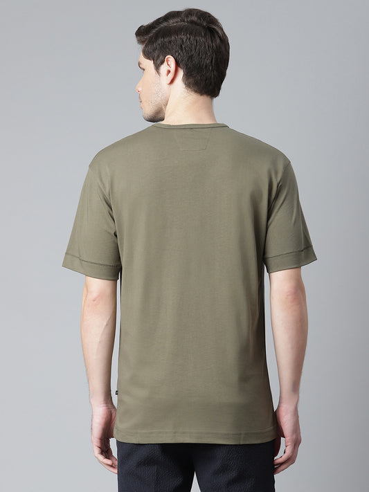 Matinique Men Olive Solid Round Neck TShirt