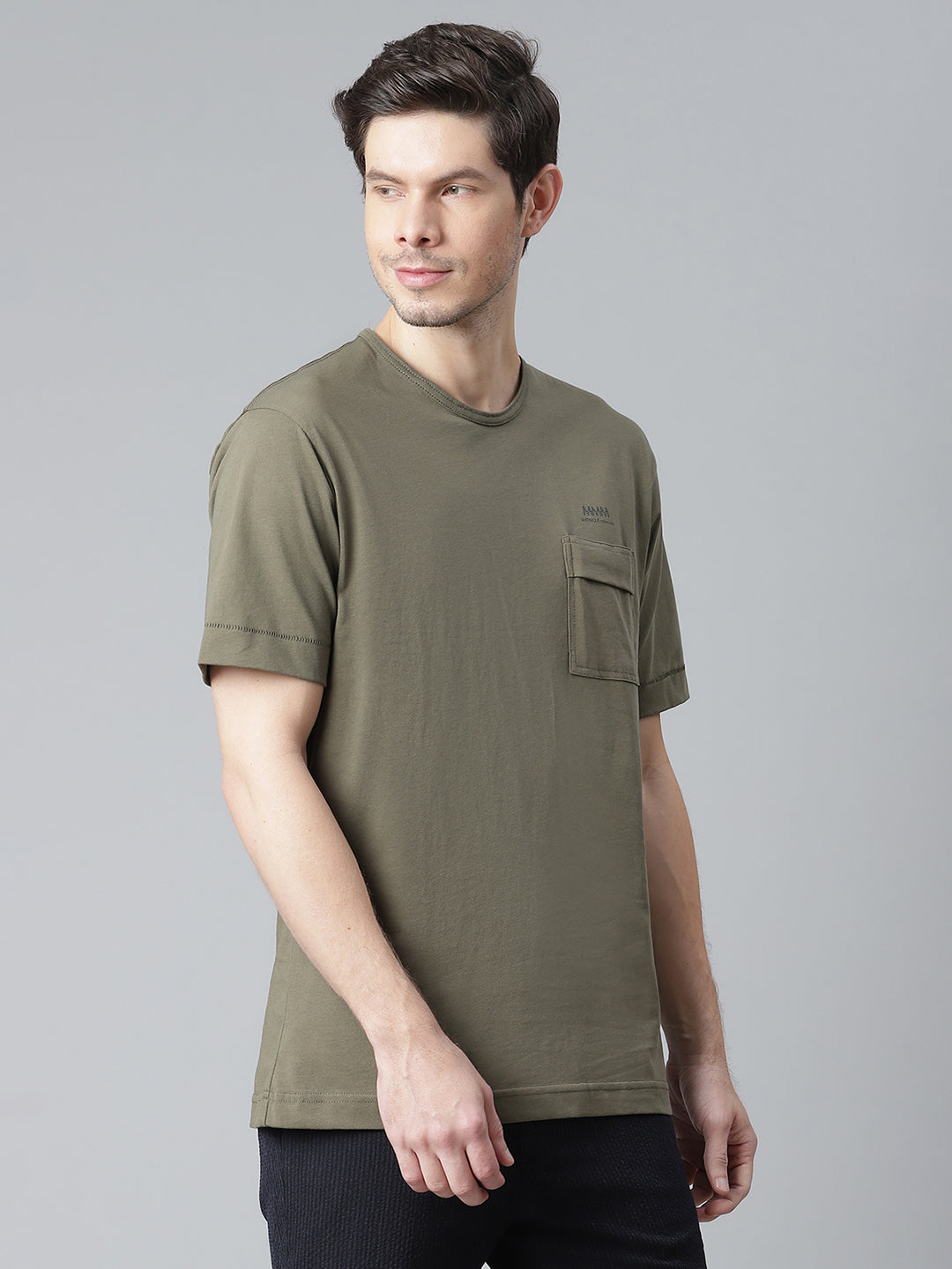 Matinique Men Olive Solid Round Neck TShirt