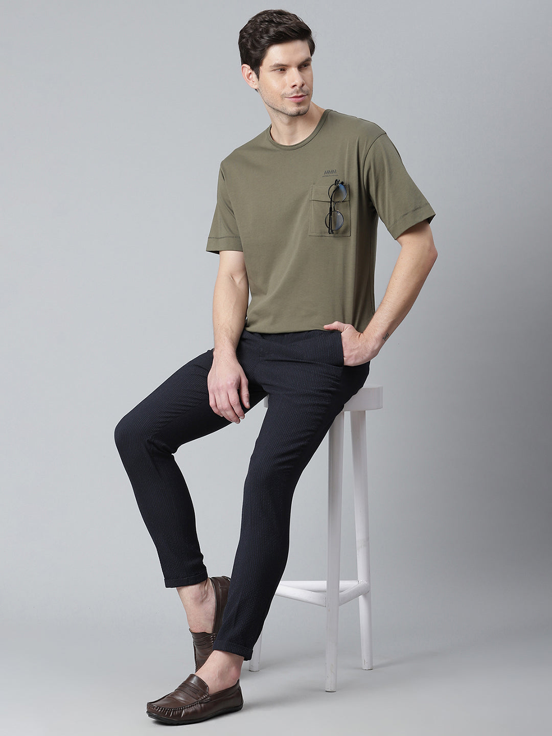 Matinique Men Olive Solid Round Neck TShirt
