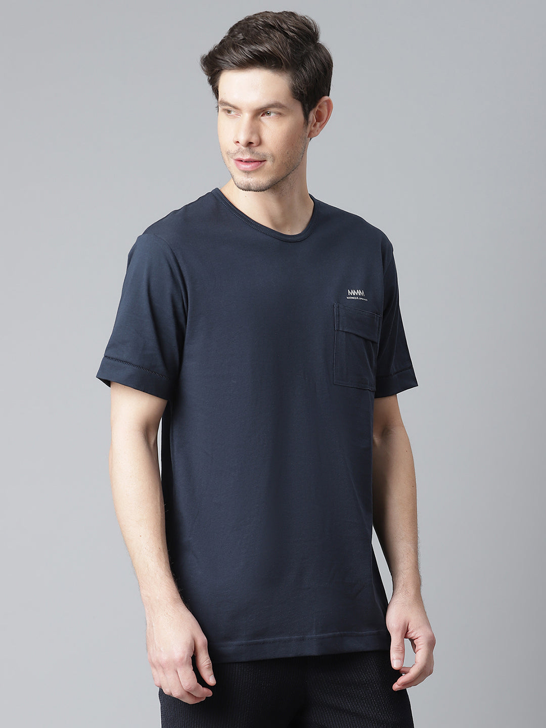 Matinique Men Blue Solid Round Neck TShirt