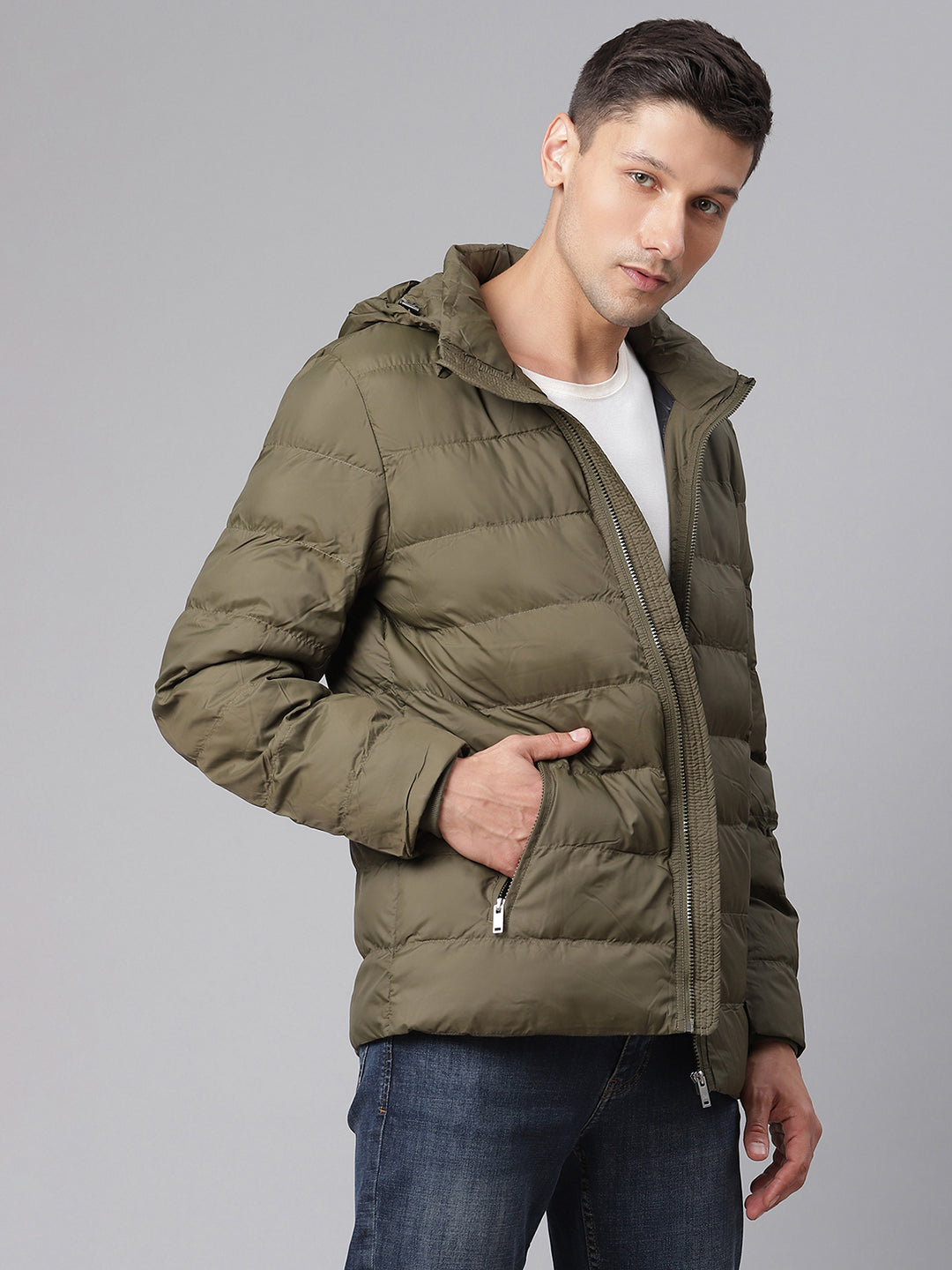Matinique Men Olive Solid Collar Jacket