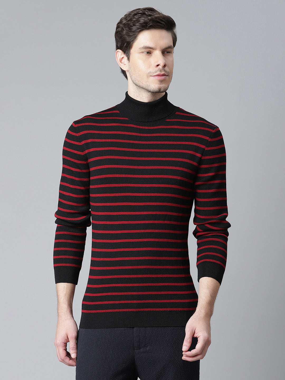 Matinique Men Black Solid High Neck Sweater