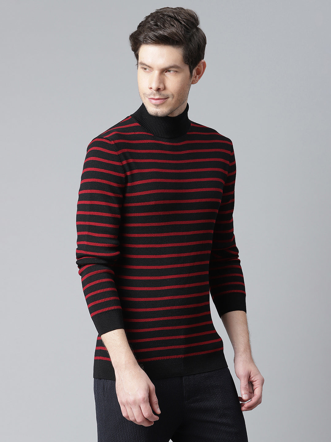 Matinique Men Black Solid High Neck Sweater