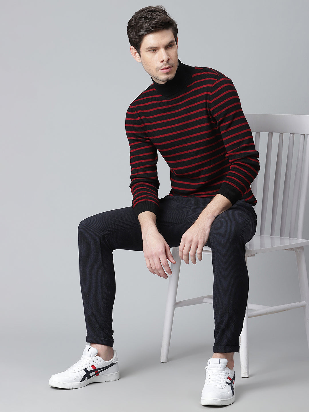 Matinique Men Black Solid High Neck Sweater