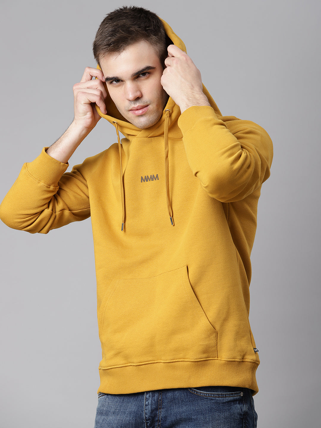 Matinique Men Yellow Solid Hooded Sweatshirt