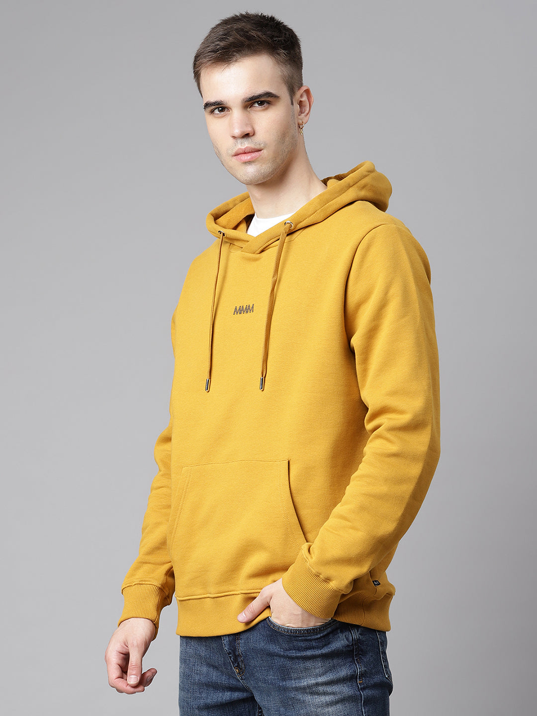 Matinique Men Yellow Solid Hooded Sweatshirt