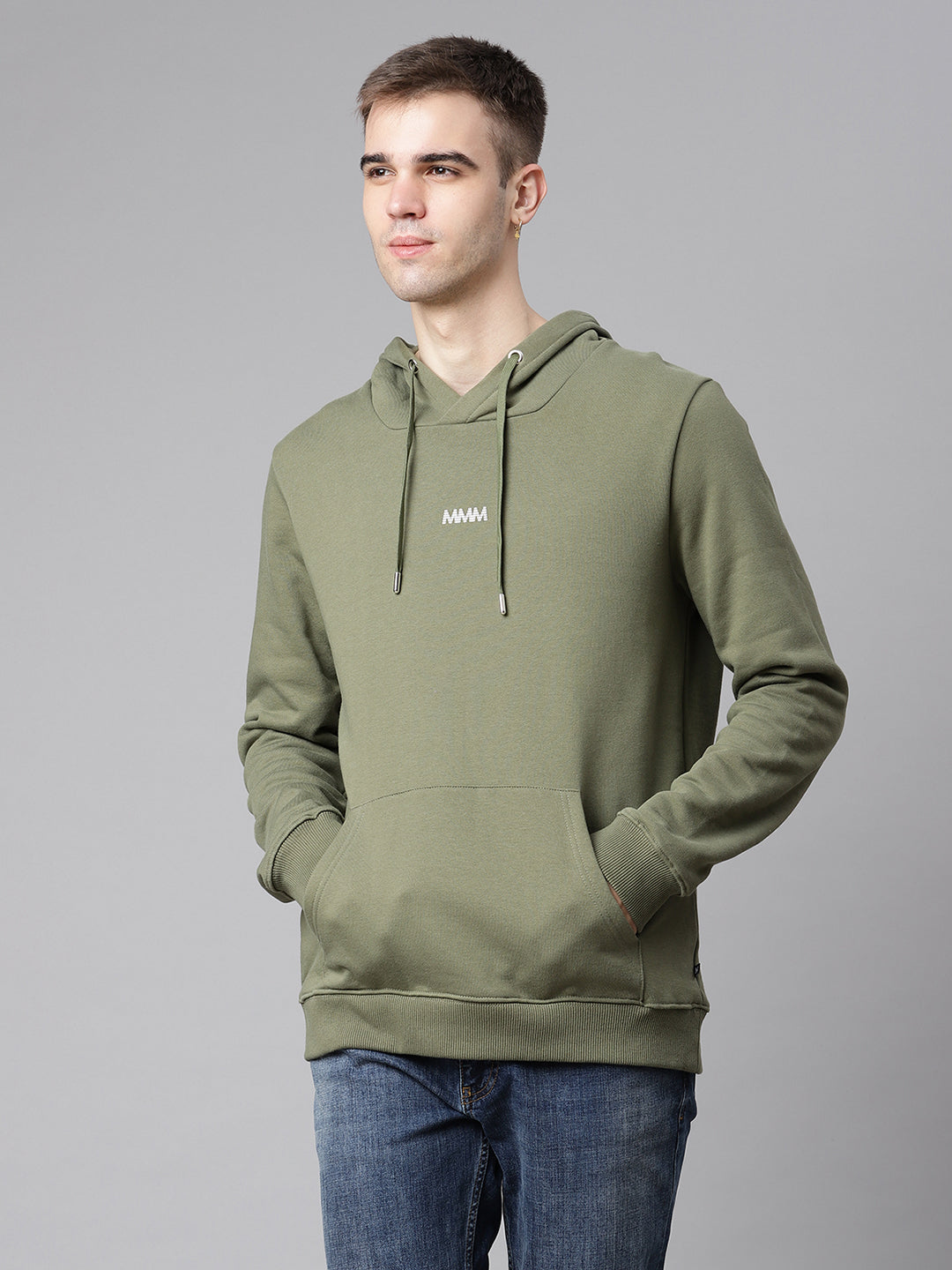 Matinique Men Olive Solid Hooded Sweatshirt