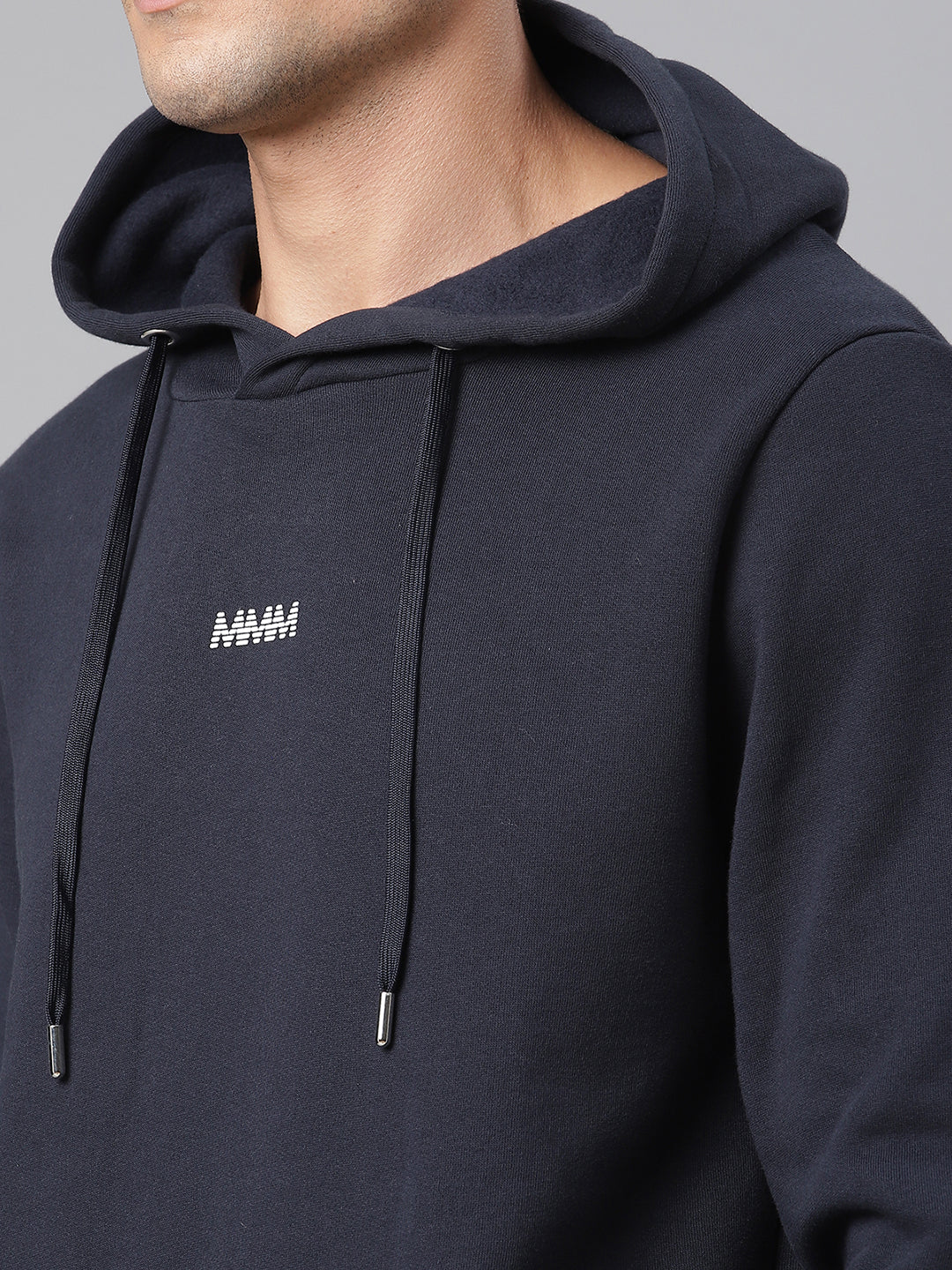 Matinique Men Navy Blue Solid Hooded Sweatshirt