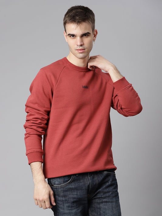 Matinique Men Red Solid Round Neck Sweatshirt