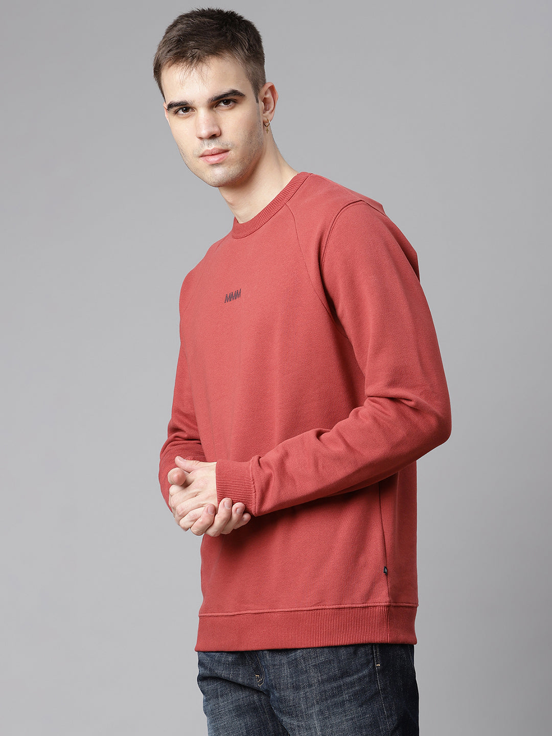 Matinique Men Red Solid Round Neck Sweatshirt