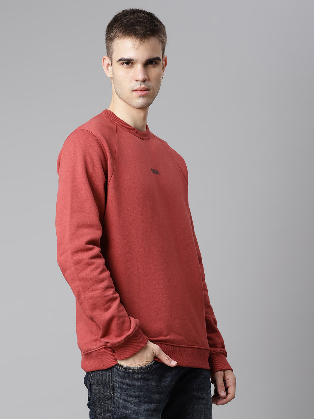 Matinique Men Red Solid Round Neck Sweatshirt