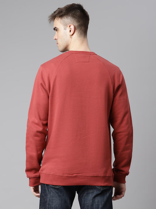 Matinique Men Red Solid Round Neck Sweatshirt