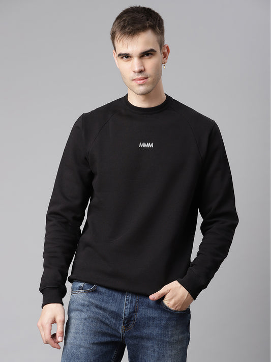 Matinique Men Black Solid Round Neck Sweatshirt