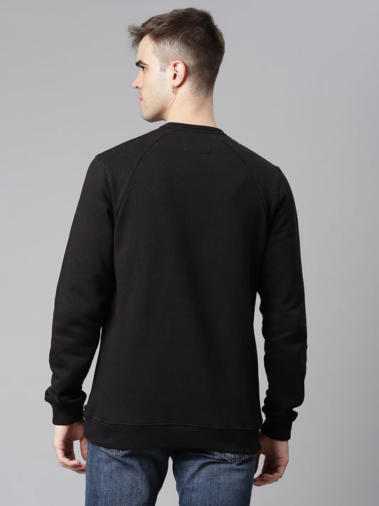 Matinique Men Black Solid Round Neck Sweatshirt