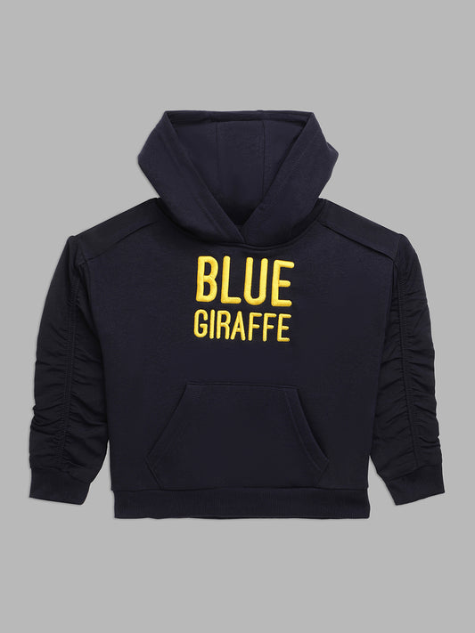 Blue Giraffe Boys Navy Solid Round Neck Sweatshirt