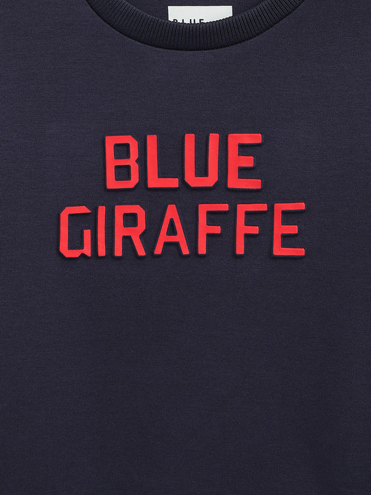 Blue Giraffe Boys Navy Solid Round Neck Sweatshirt