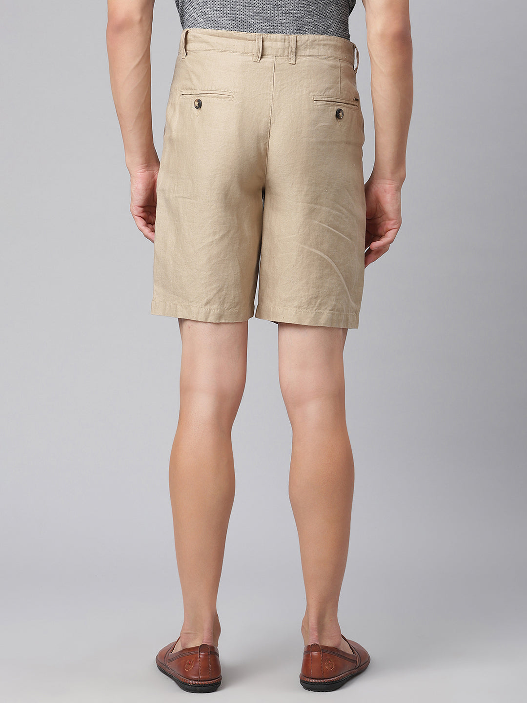 Harsam Men Khaki Solid Regular Fit Shorts
