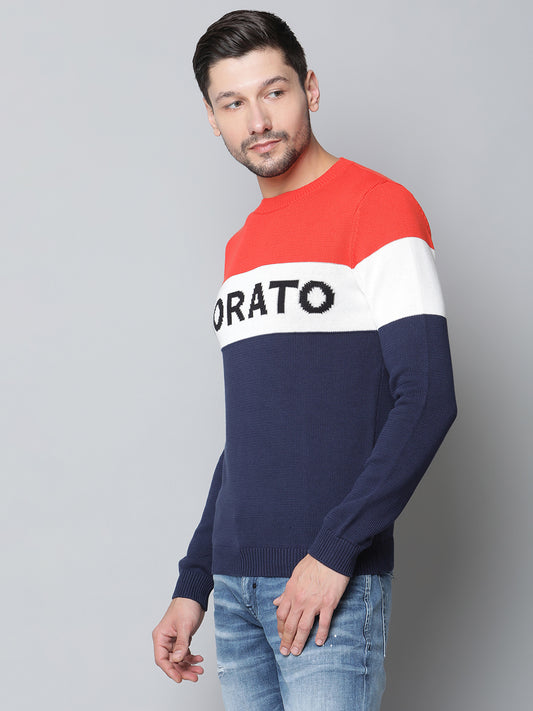 Antony Morato Men Blue Solid Round Neck Sweater