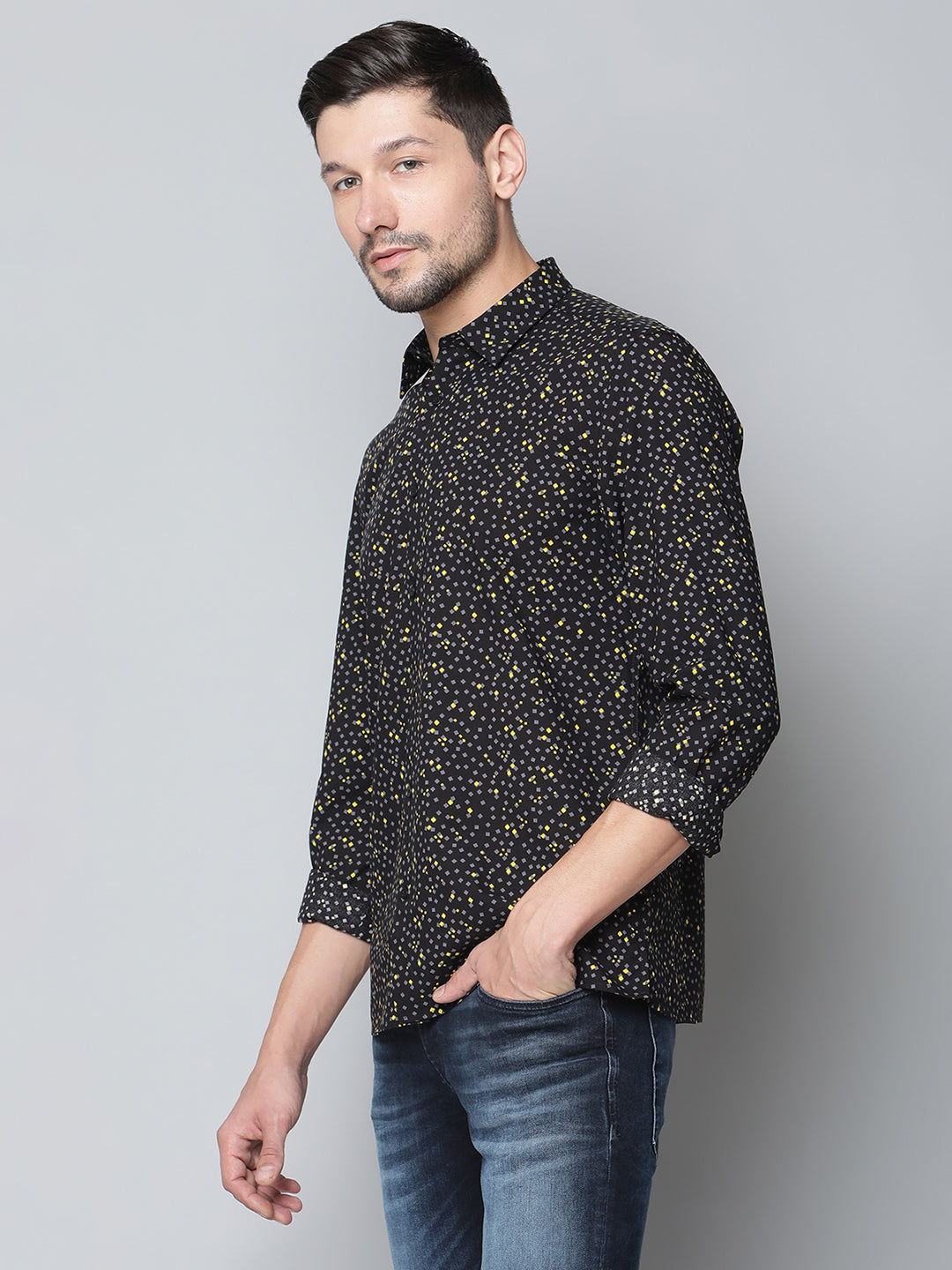 Antony Morato Black Printed Regular Fit Shirt