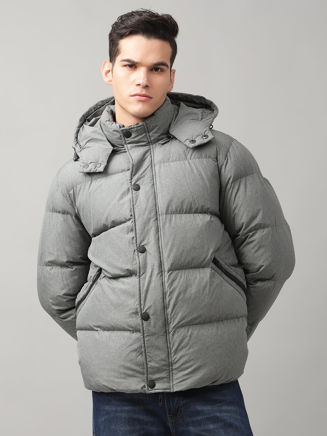 Antony Morato Men Grey Solid Puffer Jacket
