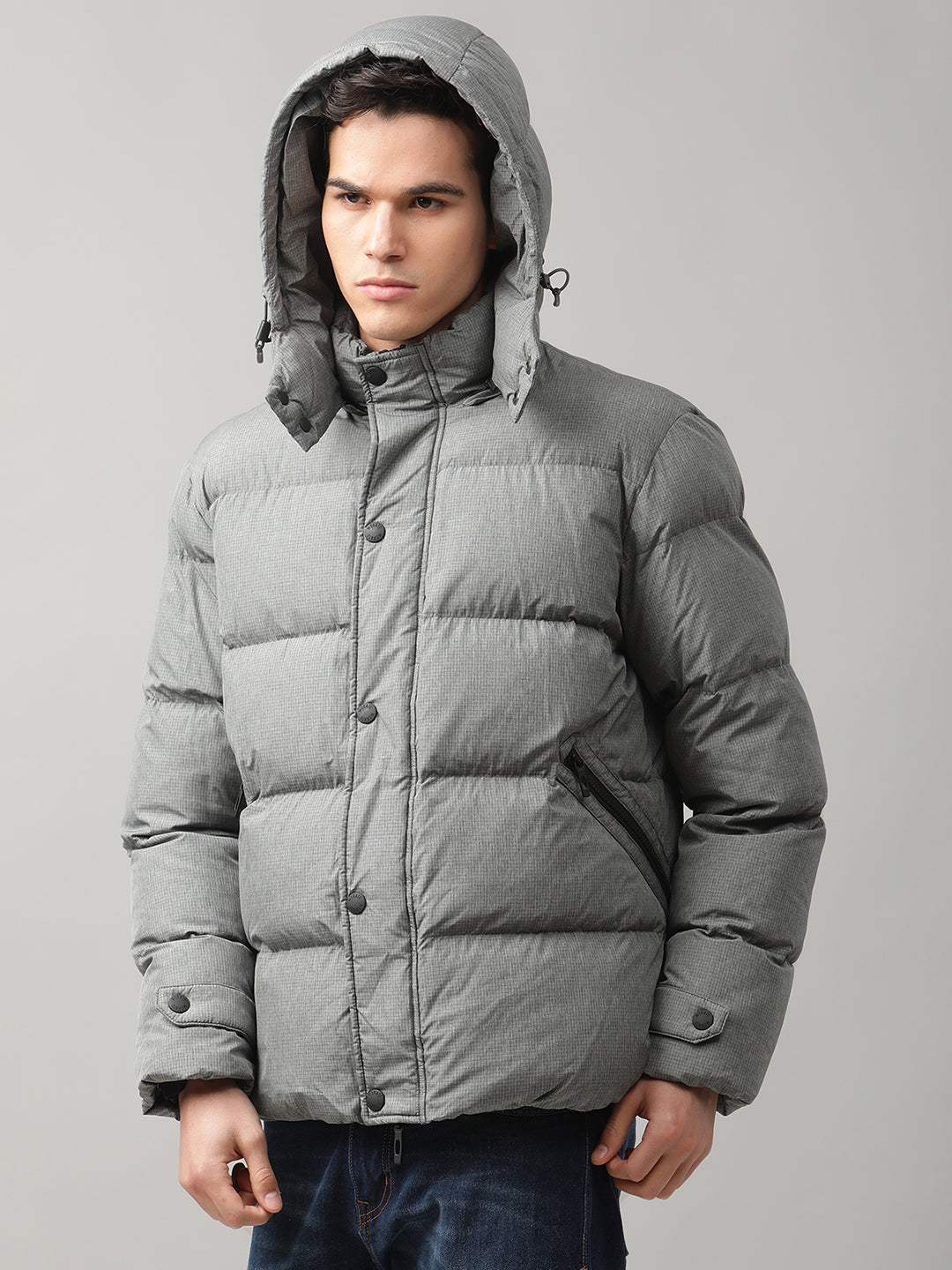 Antony Morato Men Grey Solid Puffer Jacket
