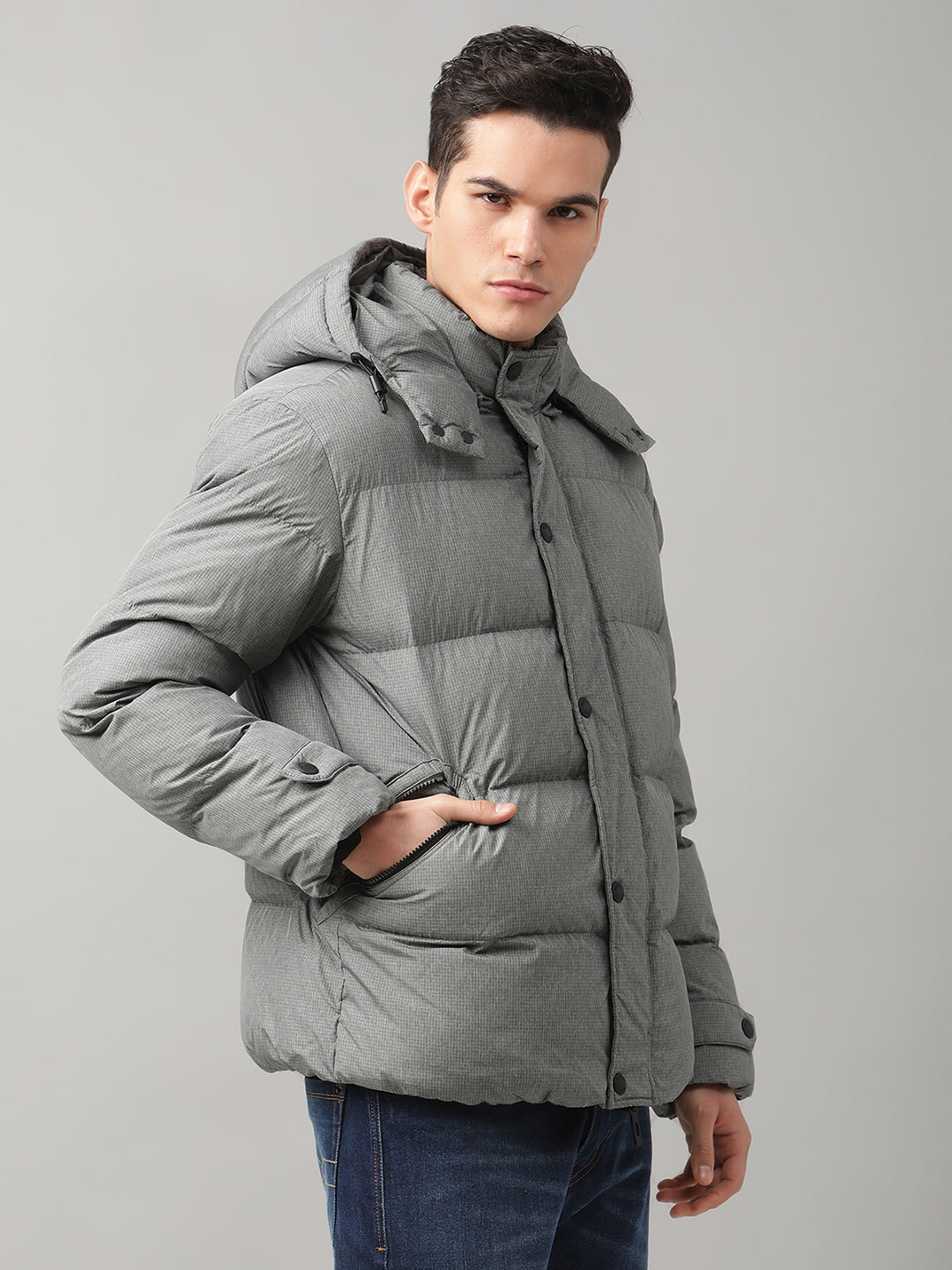 Antony Morato Men Grey Solid Puffer Jacket