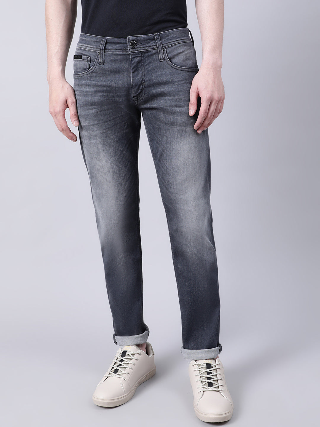 Antony Morato Men Grey Slim Fit Low Distress Heavy Fade Jeans