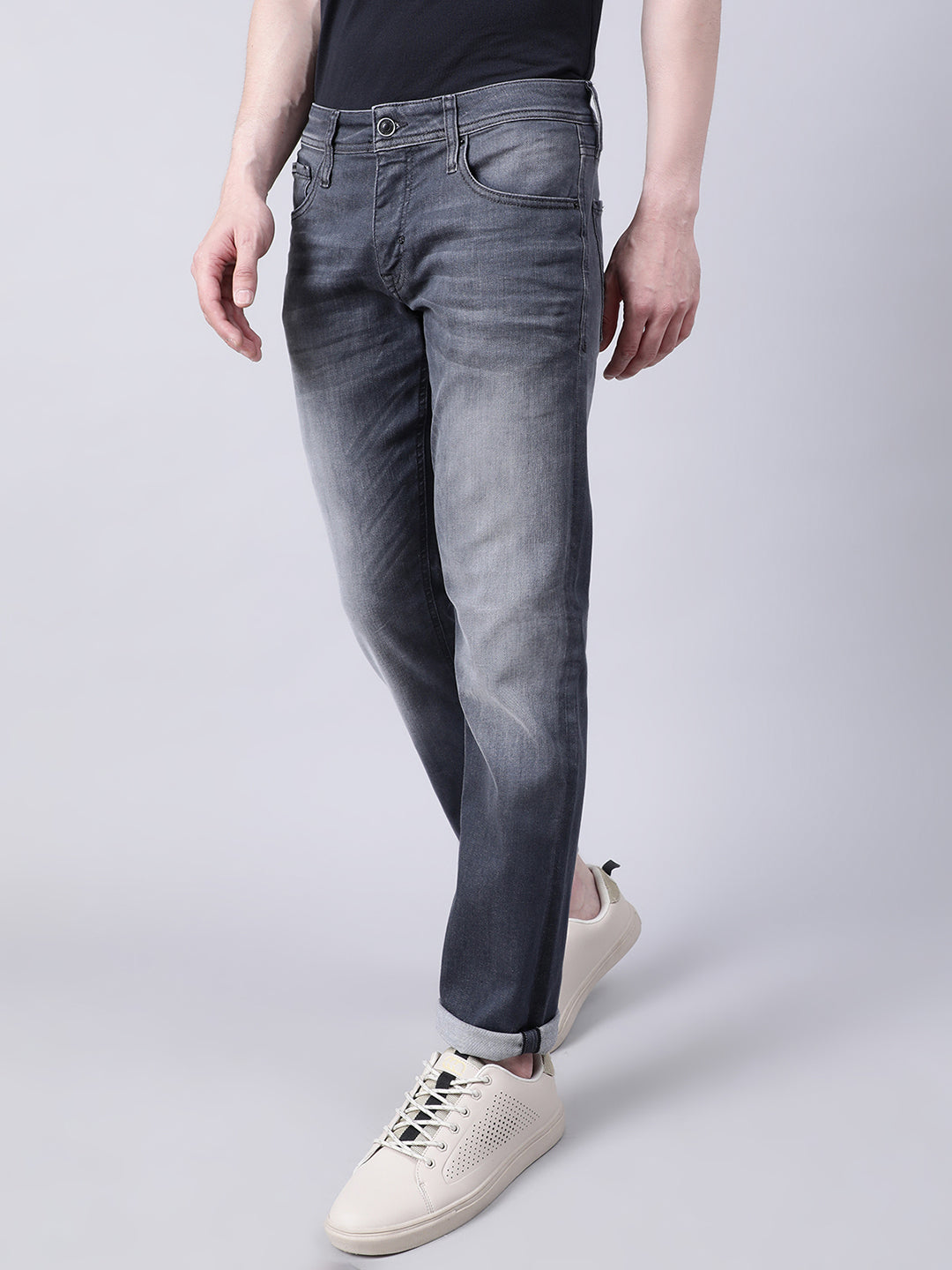 Antony Morato Men Grey Slim Fit Low Distress Heavy Fade Jeans