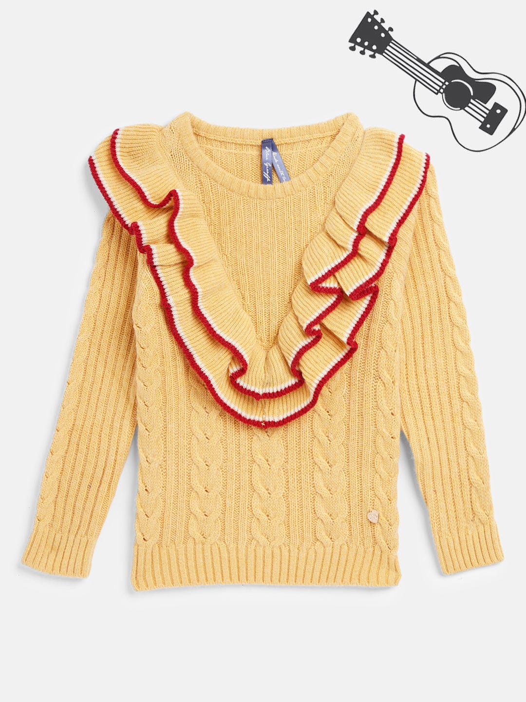 Blue Giraffe Girls Round Neck Sweater