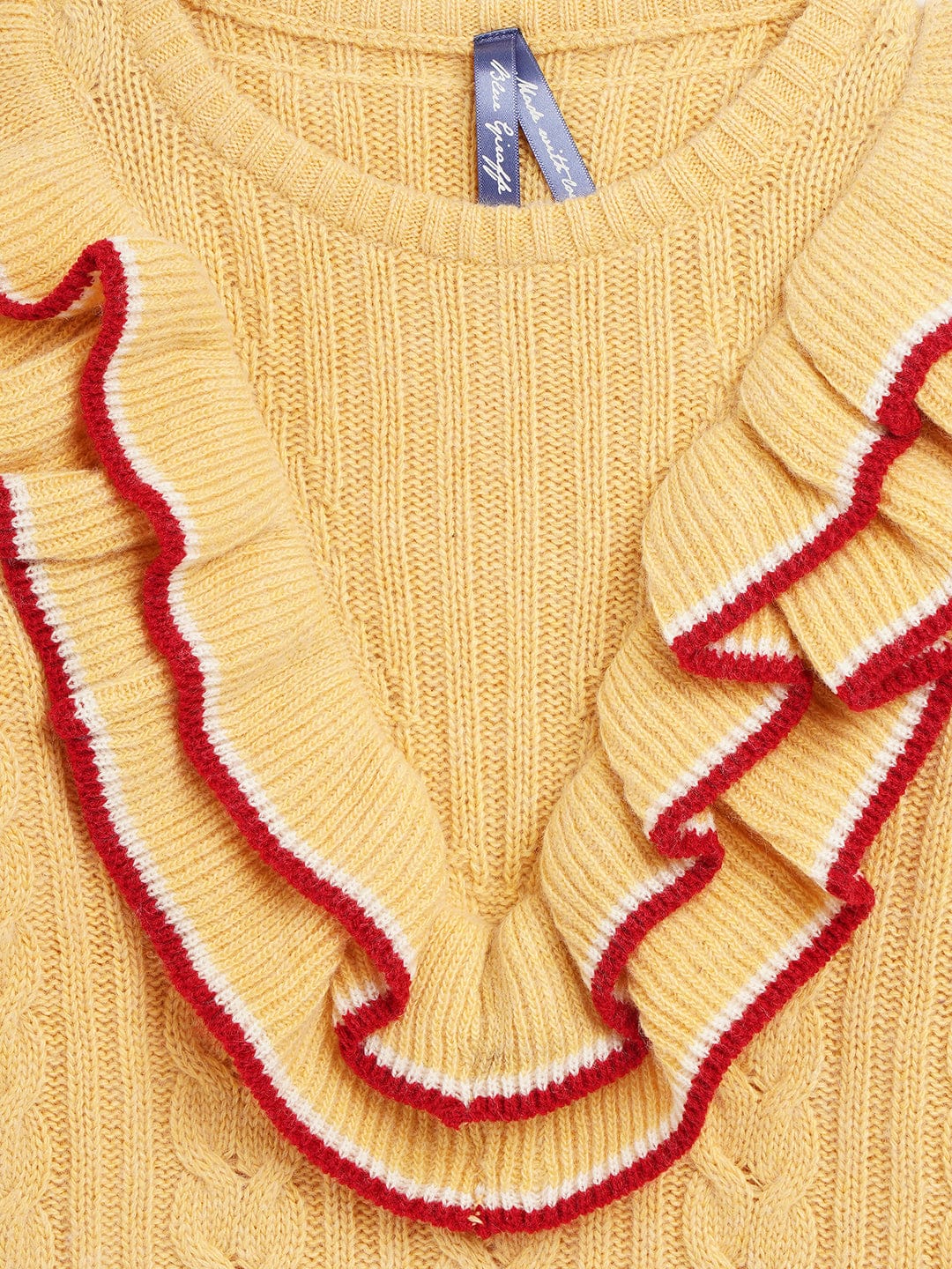 Blue Giraffe Girls Round Neck Sweater