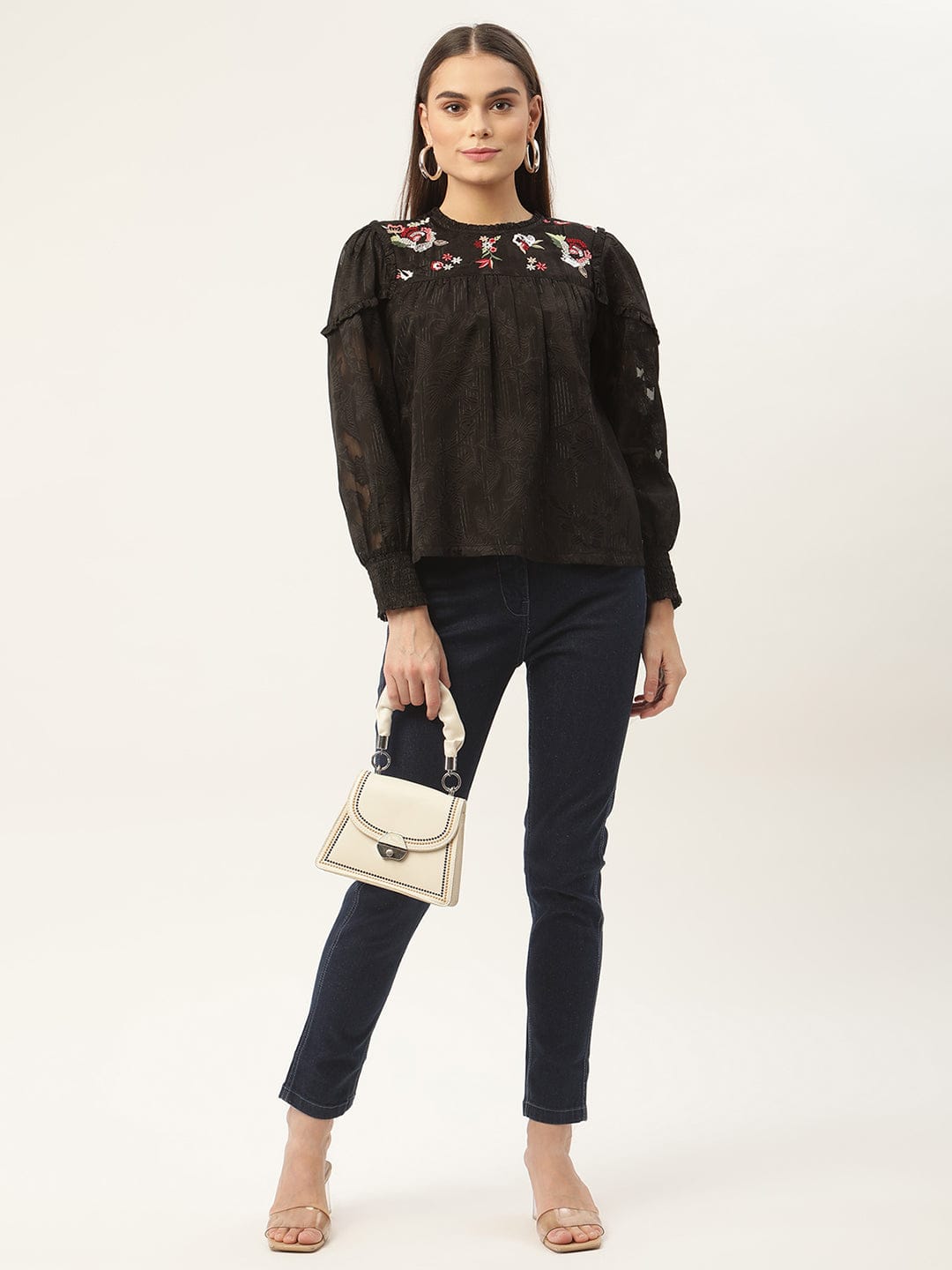 Elle Women Embroidered Round Neck Top