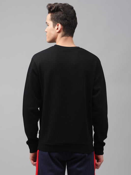 Lindbergh Men Black Solid Round Neck Sweatshirt